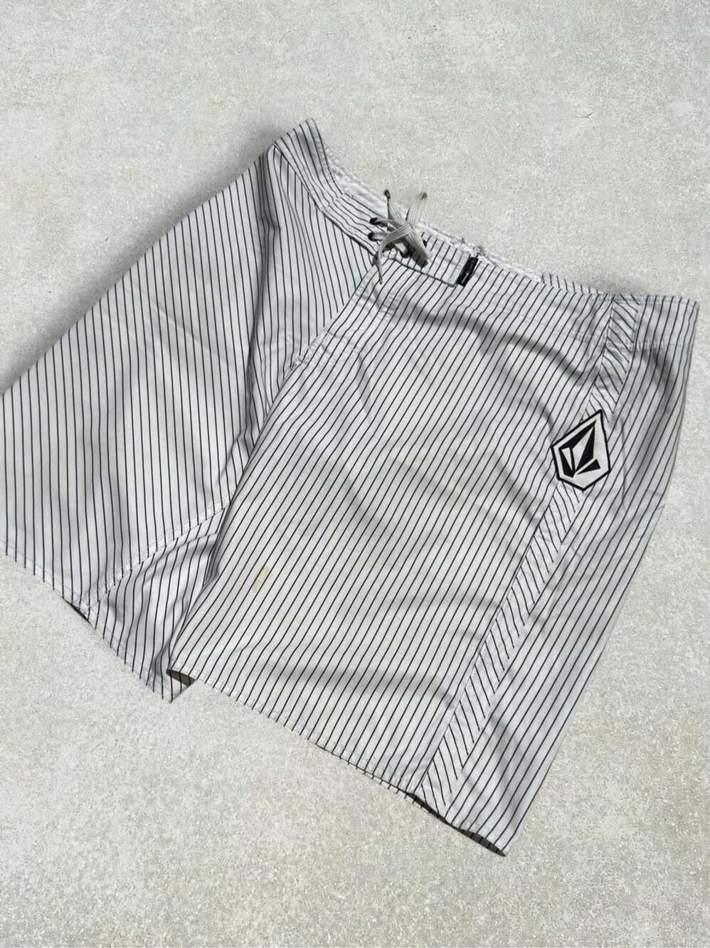 Volcom Pinstripe Board Shorts Swim Trunks Black White Size 40